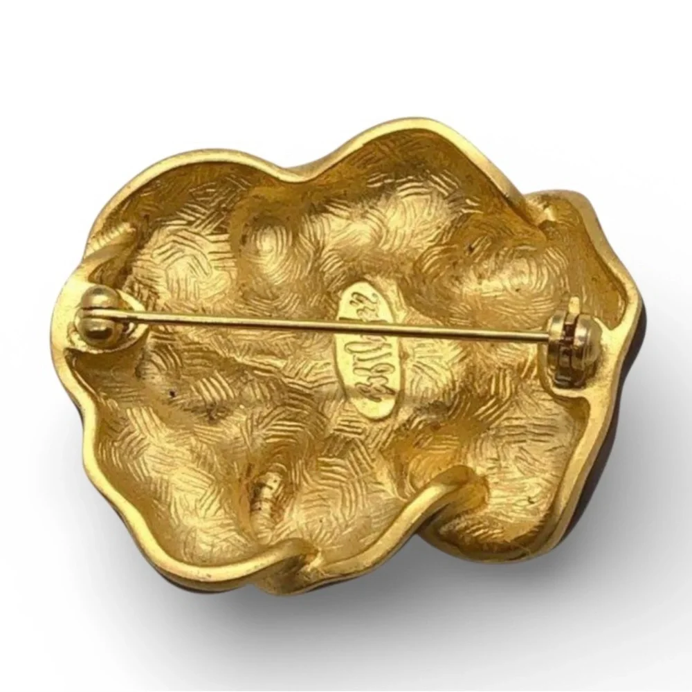 Bob Mackie Vintage brown enamel floral brooch